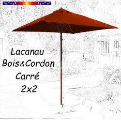 Parasol Lacanau Terracotta 2x2 Bois&Cordon : en position ouvert