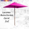 Parasol Lacanau Rose Fushia 2x2 Bois&Cordon : en position ouvert