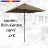 Parasol Lacanau Chamois 2x2 Bois&Cordon : en position ouvert