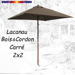 Parasol Lacanau Taupe 2x2 Bois&Cordon : en position ouvert