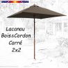 Parasol Lacanau Taupe 2x2 Bois&Cordon : en position ouvert