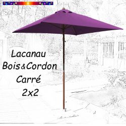 Parasol Lacanau Violette 2x2 Bois&Cordon : en position ouvert
