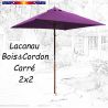 Parasol Lacanau Violette 2x2 Bois&Cordon : en position ouvert