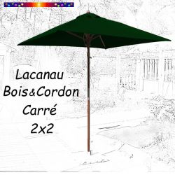 Parasol Lacanau Vert Pinède 2x2 Bois&Cordon : en position ouvert