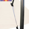 Toile Blanc Cassé 3x4 pour Parasol déporté Biscarrosse Blanc Écru : vue du zip de la toile  pour mise en place sur le mât
