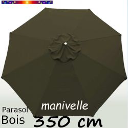 Parasol Lacanau Kaki 350 cm Bois Manivelle