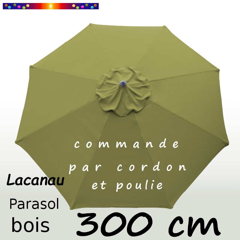 Parasol Lacanau Vert LICHEN 300 cm Bois&Cordon