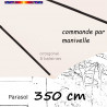 Parasol Lacanau Ecru 350 cm structure Bois et manœuvre par manivelle : détail du fourreau de la toile en bout de baleine