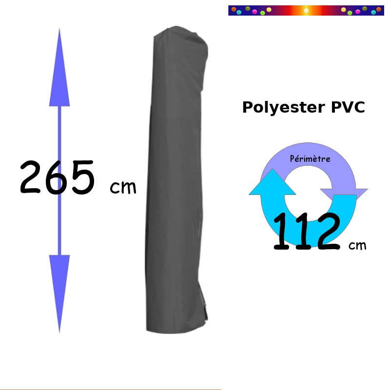 Housse pour parasol déporté Hauteur 265 cm ( Polyester PVC )