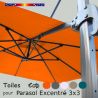 Toile €c☼  Orange pour parasol déporté CARRE 3x3