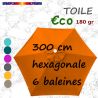 Toile €c☼ Orange Ø300cm 6cotés 6baleines (mât central)
