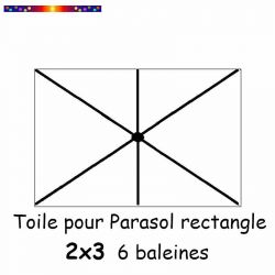 Toile pour parasol rectangle 200 x 300 cm couleur Blanc Jasmin