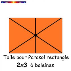 Toile Orange Capucine 2x3 (rectangle 6baleines Lacanau mât central) : position des 6 baleines
