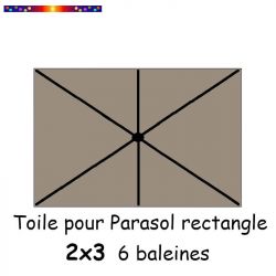 Toile Chamois 2x3 (rectangle 6baleines Lacanau mât central) : position des 6 baleines