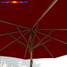 Parasol Lacanau Rouge Bordeaux 300 cm Bois : système d'ouverture vue de dessous