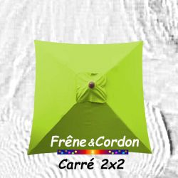 Parasol 2x2 Frêne&Cordon Vert Lime : Toile Lime vue de dessus
