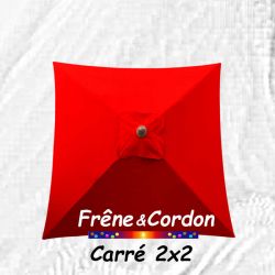 Parasol 2x2 Frêne&Cordon Rouge Coquelicot : Toile Coquelicot vue de dessus