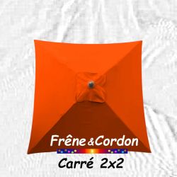Parasol 2x2 Frêne&Cordon Orange Capucine : Toile Capucine vue de dessus