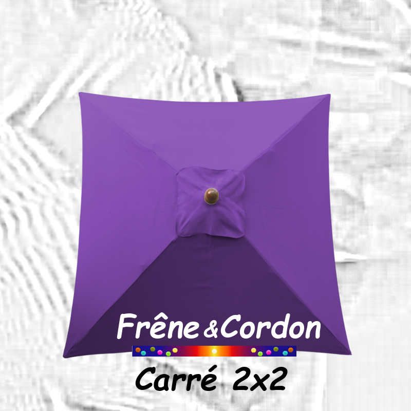 Parasol 2x2 Frêne&Cordon Violette : Toile Violette vue de dessus