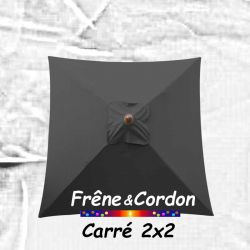 Parasol 2x2 Frêne&Cordon Gris Souris : Toile Souris vue de dessus