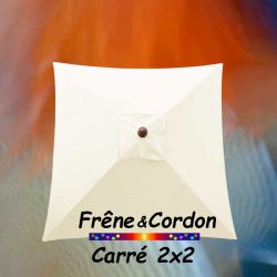 Parasol 2x2 Frêne&Cordon Ecru Blanc Cassé : Toile vue de dessus