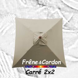 Parasol 2x2 Frêne&Cordon Soie Grège : la toile Soie Grège vue de dessus
