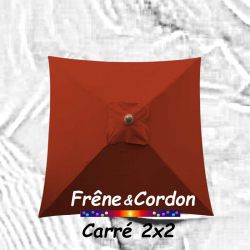 Parasol 2x2 Frêne&Cordon Terracotta : Toile Terracotta vue de dessus
