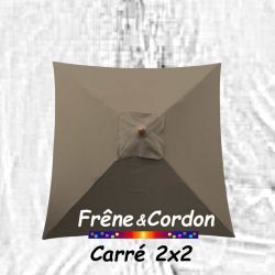Parasol 2x2 Frêne&Cordon Taupe 2x2 : la toile Taupe