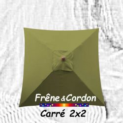 Parasol 2x2 Frêne&Cordon Vert Lichen : Toile Lichen vue de dessus