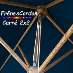 Parasol 2x2 Frêne&Cordon Bleu Marine : les poulies et cordon