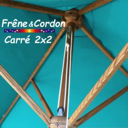 Parasol 2x2 Frêne&Cordon Bleu Turquoise : les poulies et cordon