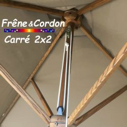 Parasol 2x2 Frêne&Cordon Soie Grège : les poulies et cordon
