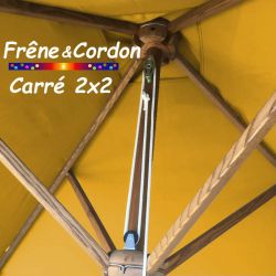 Parasol 2x2 Frêne&Cordon Jaune Tournesol : les poulies et cordon