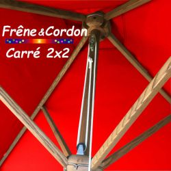 Parasol 2x2 Frêne&Cordon Rouge Coquelicot : les poulies et cordon