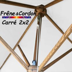 Parasol 2x2 Frêne&Cordon Blanc : les poulies et cordon