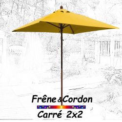 Parasol 2x2 Frêne&Cordon Jaune Tournesol : vu de face : vu de face