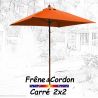 Parasol 2x2 Frêne&Cordon Orange Capucine : vu de face