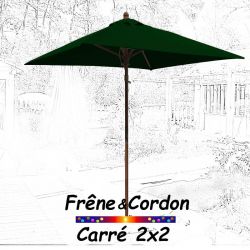 Parasol 2x2 Frêne&Cordon Vert Pinède : vu de face