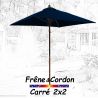 Parasol 2x2 Frêne&Cordon Bleu Marine : vu de face