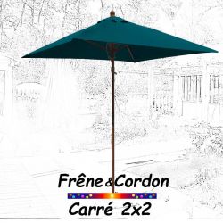 Parasol 2x2 Frêne&Cordon Bleu Océan : vu de face