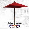 Parasol 2x2 Frêne&Cordon Rouge Coquelicot : vu de face