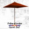 Parasol 2x2 Frêne&Cordon Terracotta : vu de face