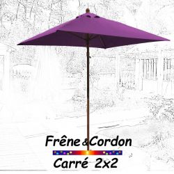 Parasol 2x2 Frêne&Cordon Violette : vu de face