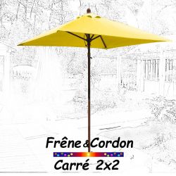 Parasol 2x2 Frêne&Cordon Jaune Bouton d'Or : vu de face