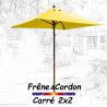 Parasol 2x2 Frêne&Cordon Jaune Bouton d'Or : vu de face