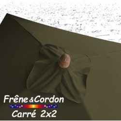 Parasol 2x2 Frêne&Cordon Vert Kombu Kaki : boule en Frêne