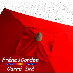 Parasol 2x2 Frêne&Cordon Rouge Coquelicot : boule en Frêne