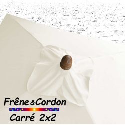 Parasol 2x2 Frêne&Cordon Ecru Blanc Cassé : boule en Frêne