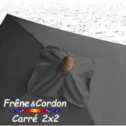 Parasol 2x2 Frêne&Cordon Gris Souris : boule en Frêne