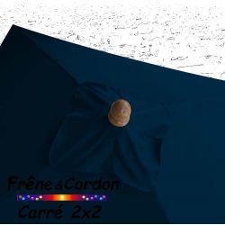 Parasol 2x2 Frêne&Cordon Bleu Marine : boule en Frêne